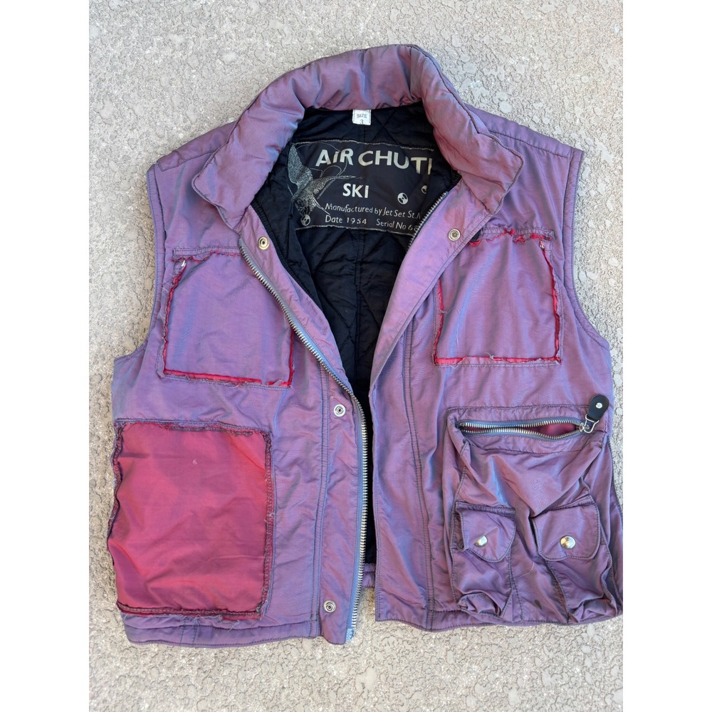 Vintage Air Chute Ski Vest Women's Large Purple Sz 3 Jet Set 90s Winter